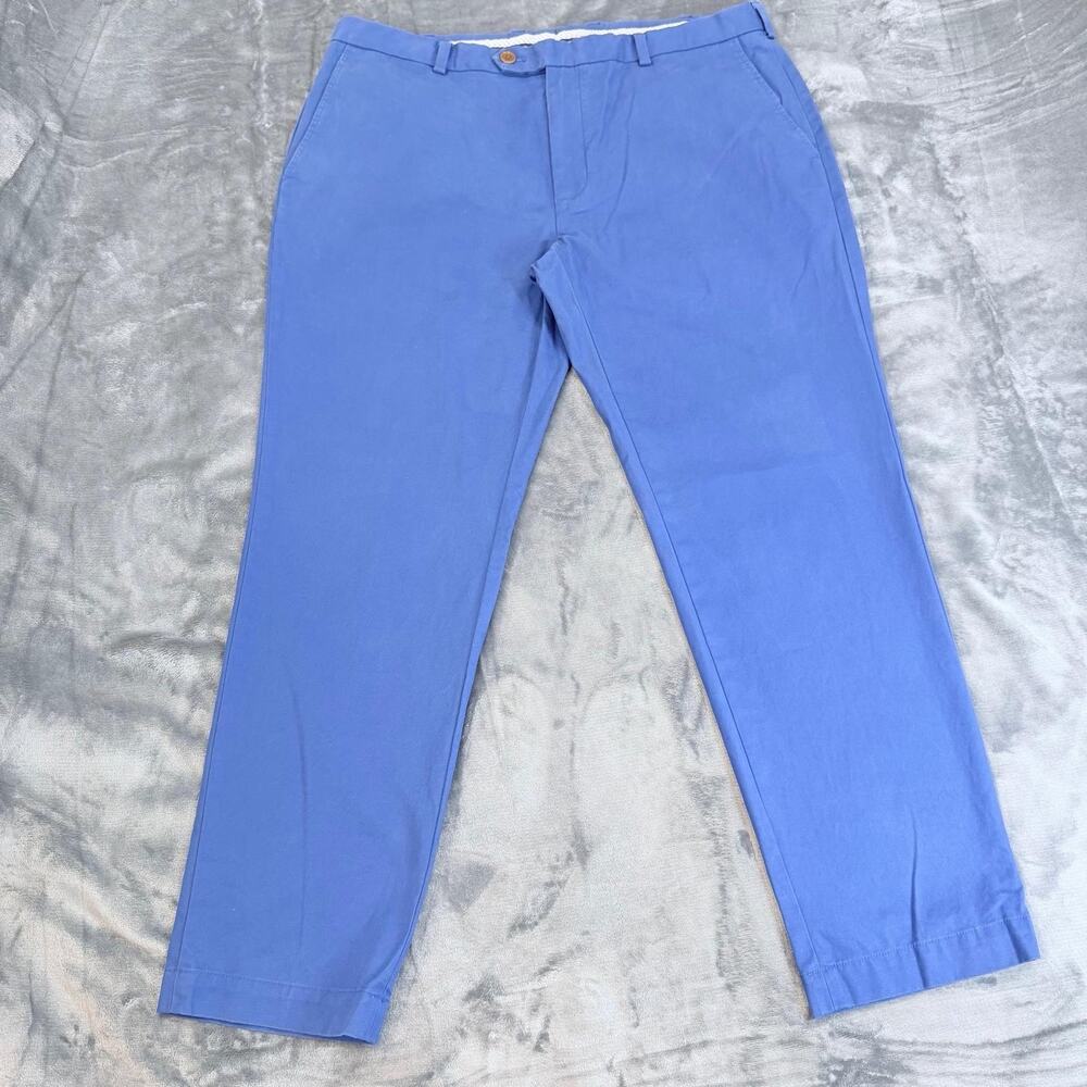 Brooks Brothers Pants Mens Sz 40x30 Blue Milano Flat Front Chino Trousers